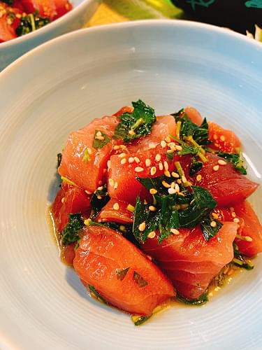 マグロとモロヘイヤの和風和え